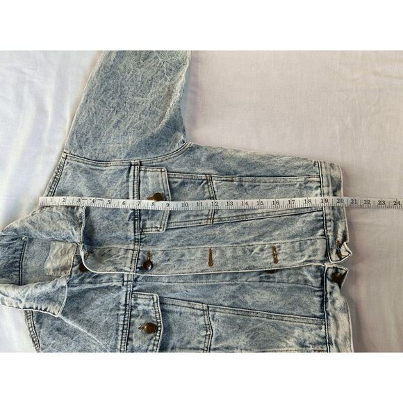 Women's Vintage Acid Wash Jean Jacket Size Small, Buttons, Gold Thread Y2K, 90's - Picture 8 of 9